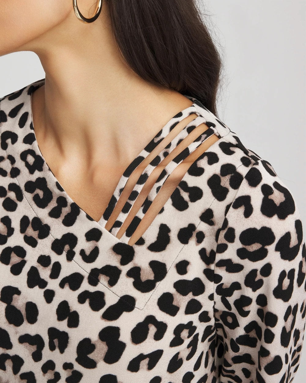 Chico's Clothing Travelers™ Animal-Print Lattice Top