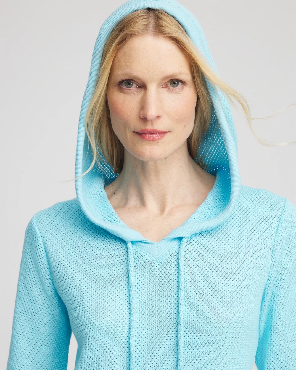 Chico's Clothing Zenergy® Crochet Knit Hooded Pullover Top
