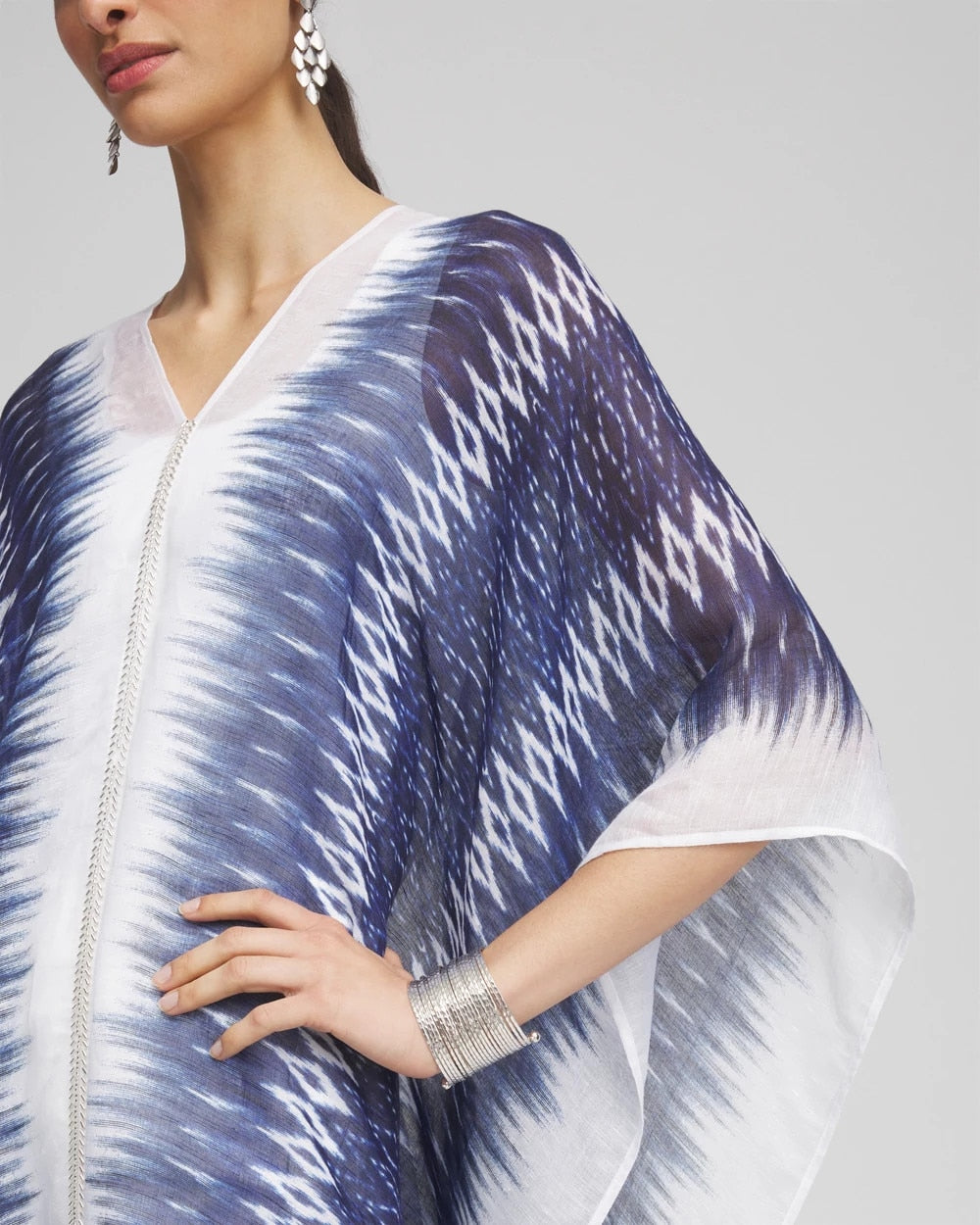 Chico's Clothing Long Embellished Linen Kaftan