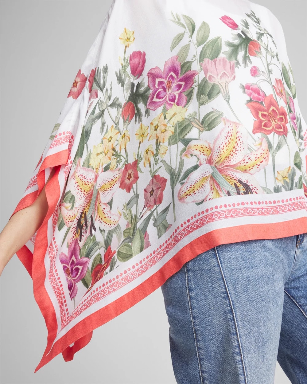 Chico's Clothing Wildflower Crepe Boatneck Poncho