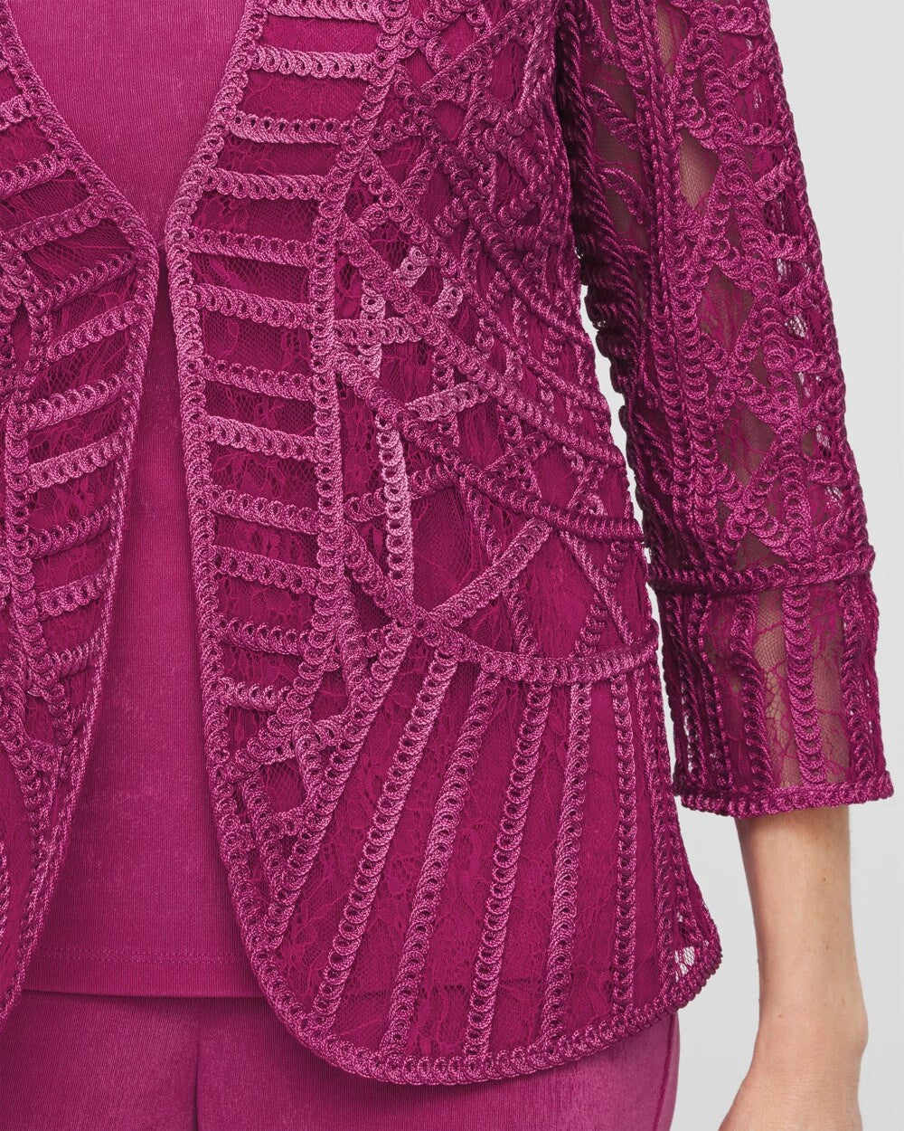 Chico's Clothing Travelers™ Collection Embroidered Lace Cutwork Jacket