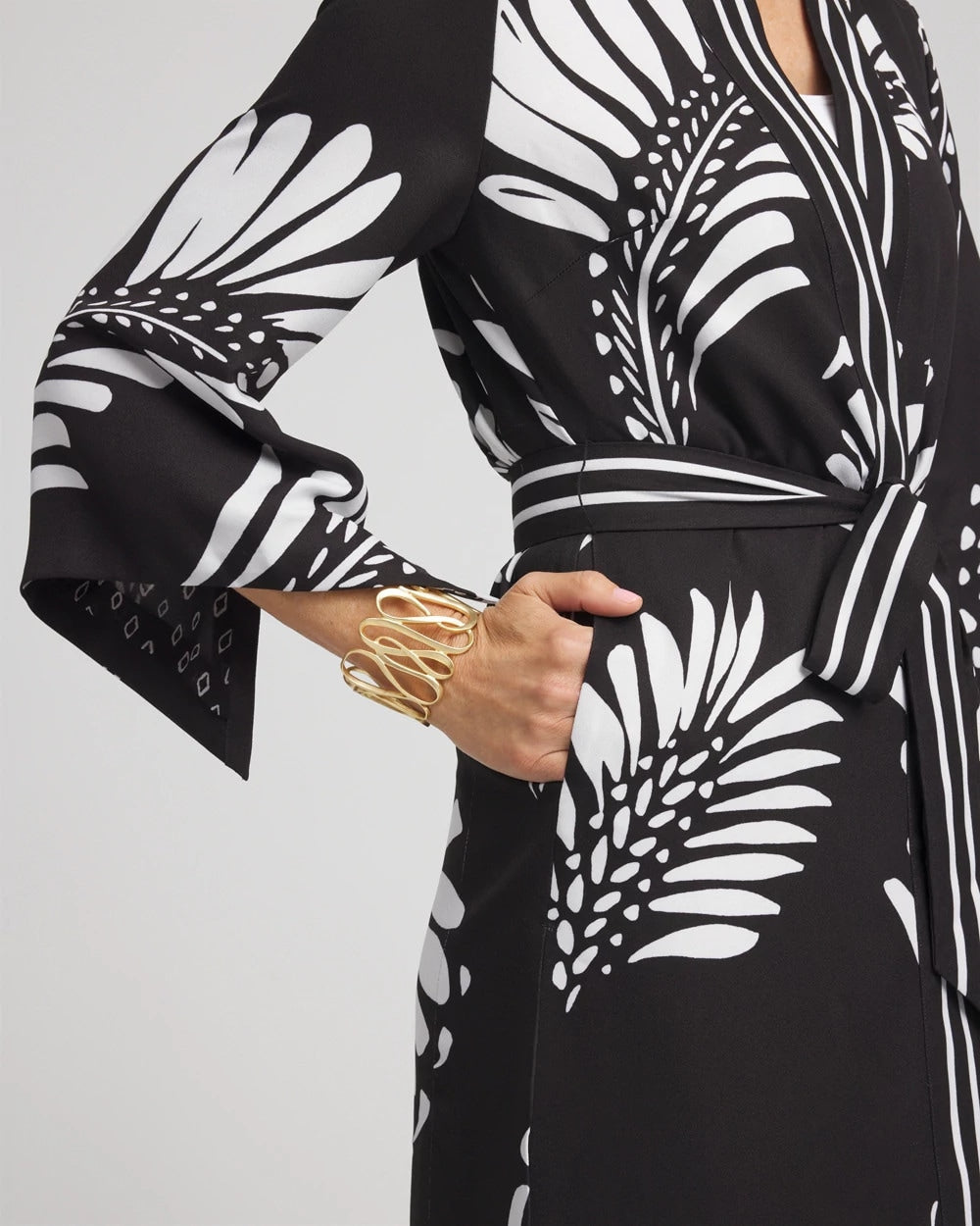 Chico's Accessories Tie-Front Long Kimono