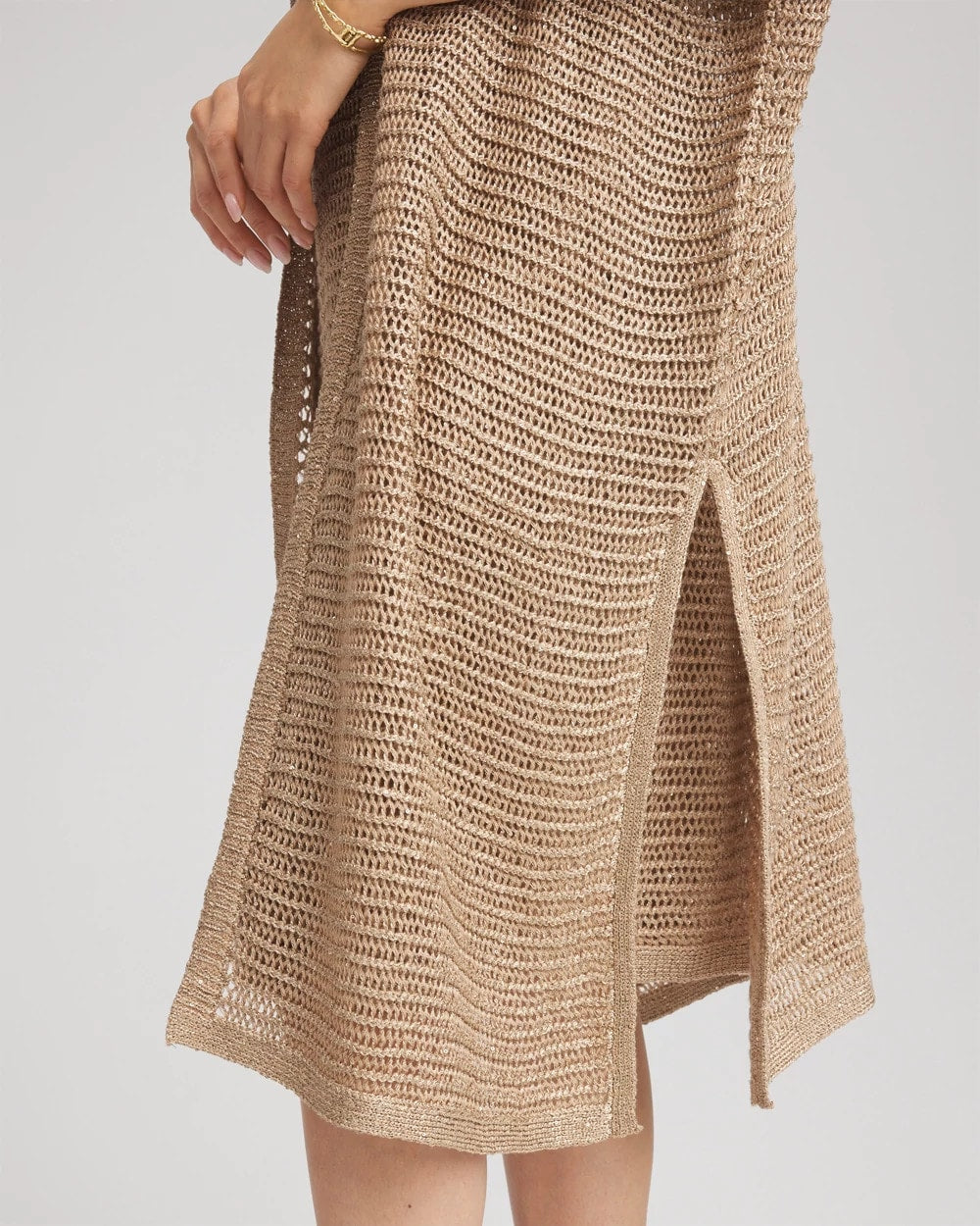 Chico's Accessories Crochet-Knit Sequins Ruana