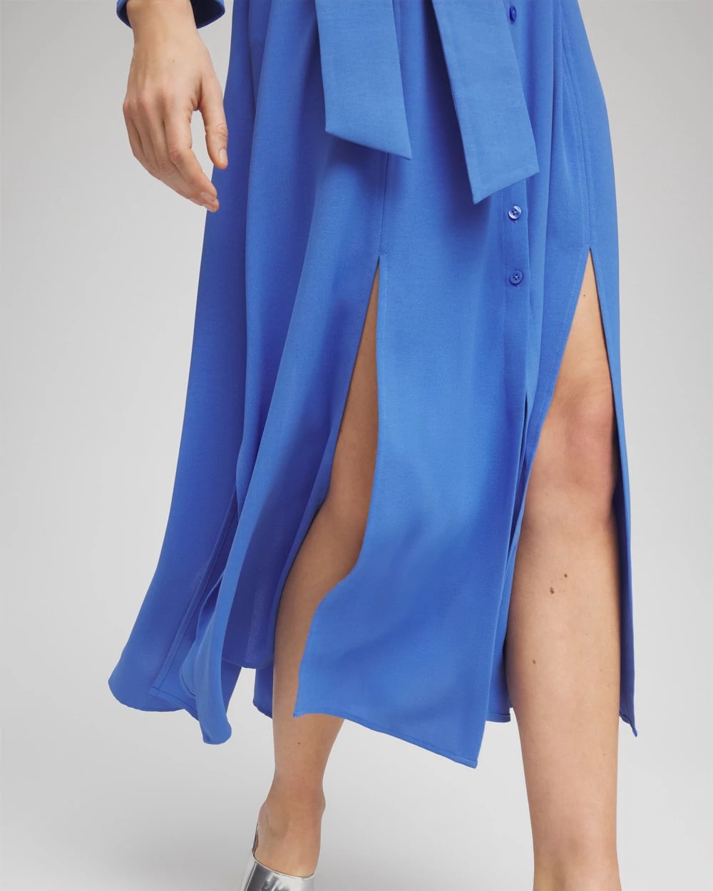 Chico's Petites Belted Split Hem Maxi Shirtdress