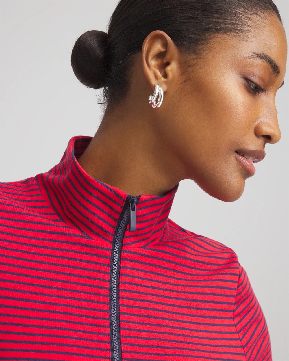 Chico's Collections Zenergy® UPF Knit Stripe Half-Zip Dress