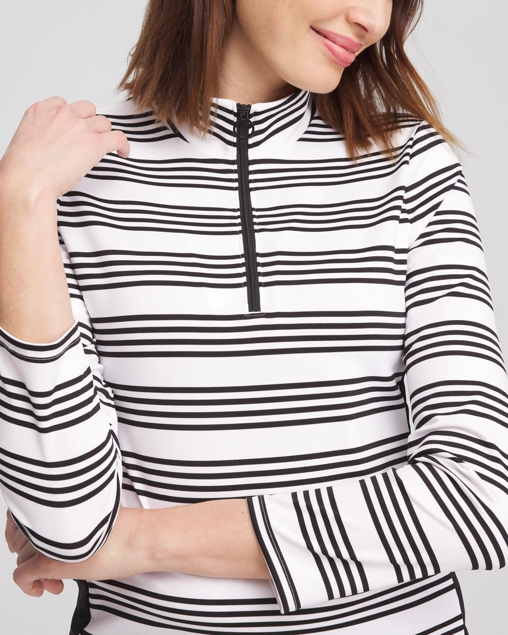 Chico's Collections Zenergy® UPF Stripe Long Sleeve Top