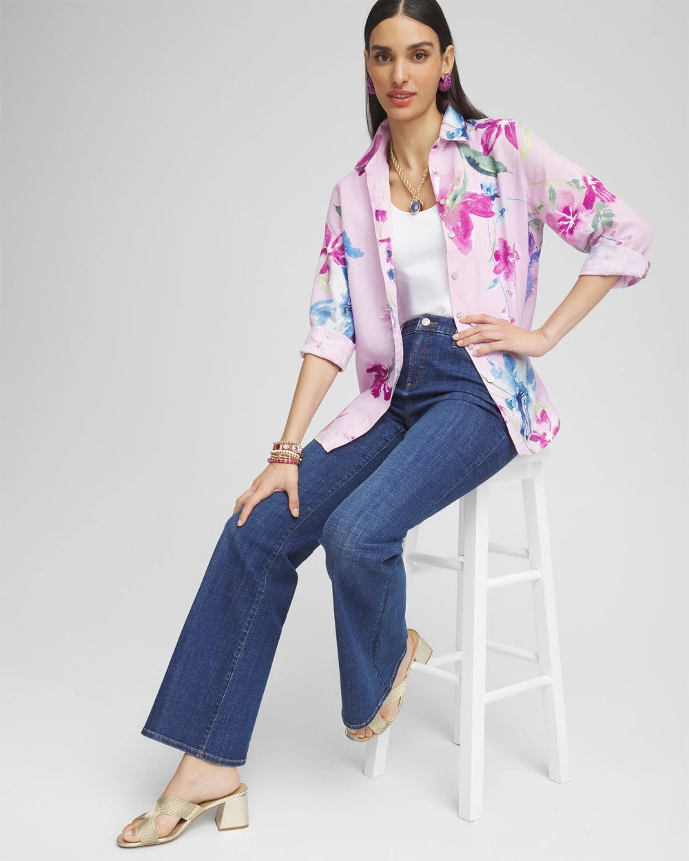 Chico's Clothing No Iron™ Floral Linen Shirt