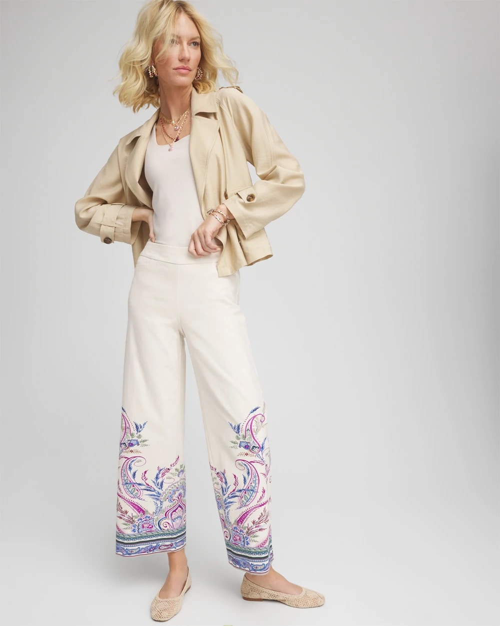 Chico's Clothing Brigitte™ Paisley Wide-Leg Cropped Pants