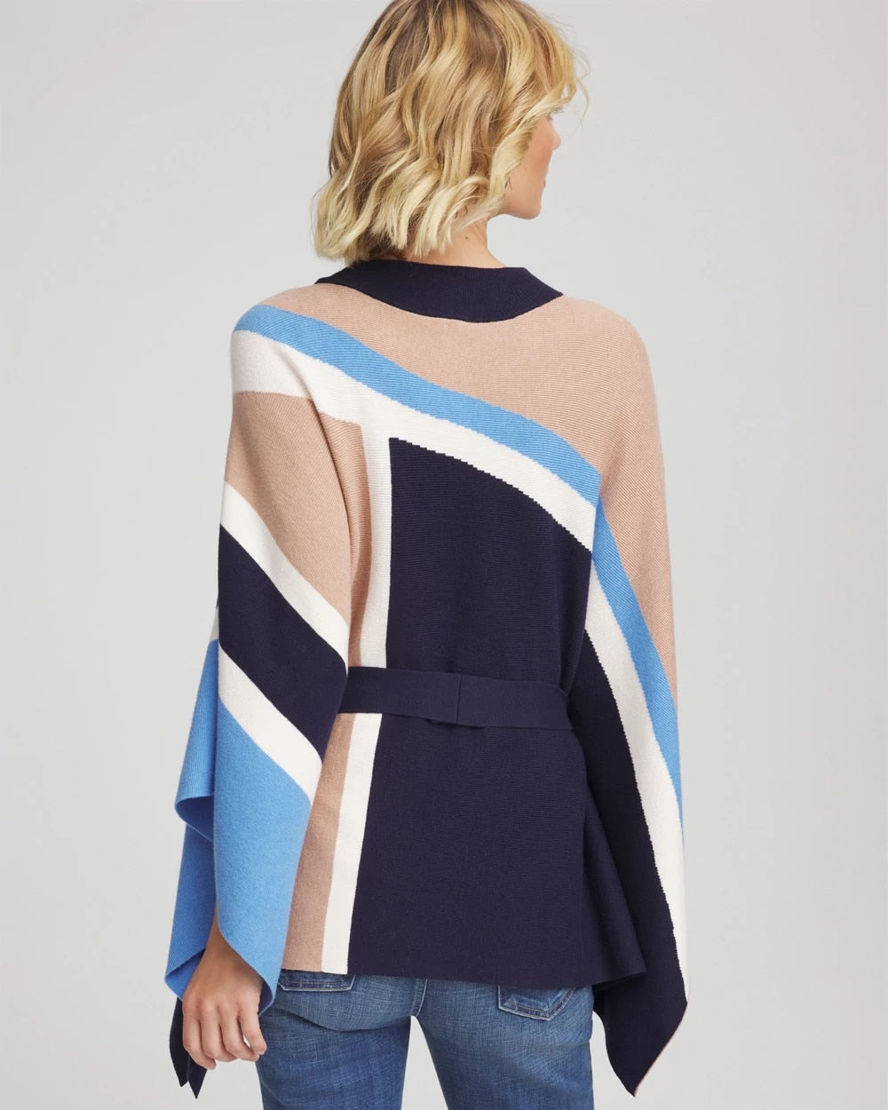 Chico's Clothing Belted Colorblock Poncho