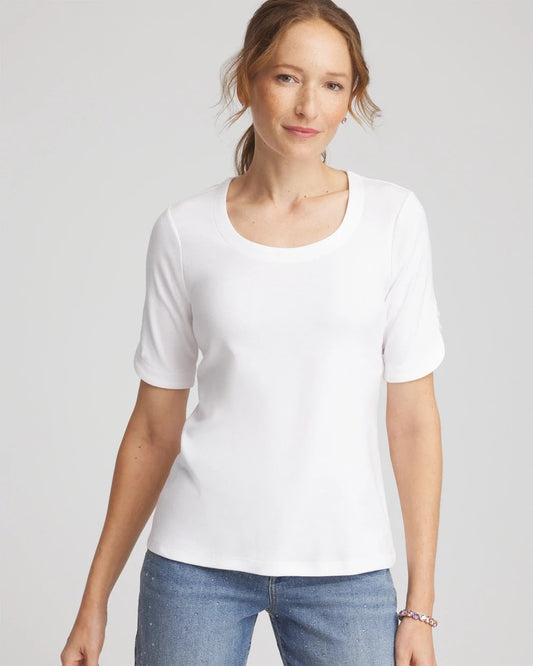 Chico's Clothing Short Sleeve Pima Tee