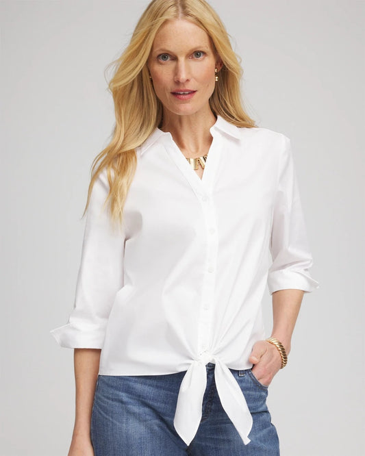Chico's Clothing Poplin Tie-Front Top