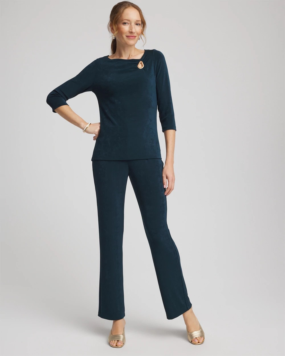 Chico's Clothing Travelers™ Asymmetrical 3/4 Sleeve Top