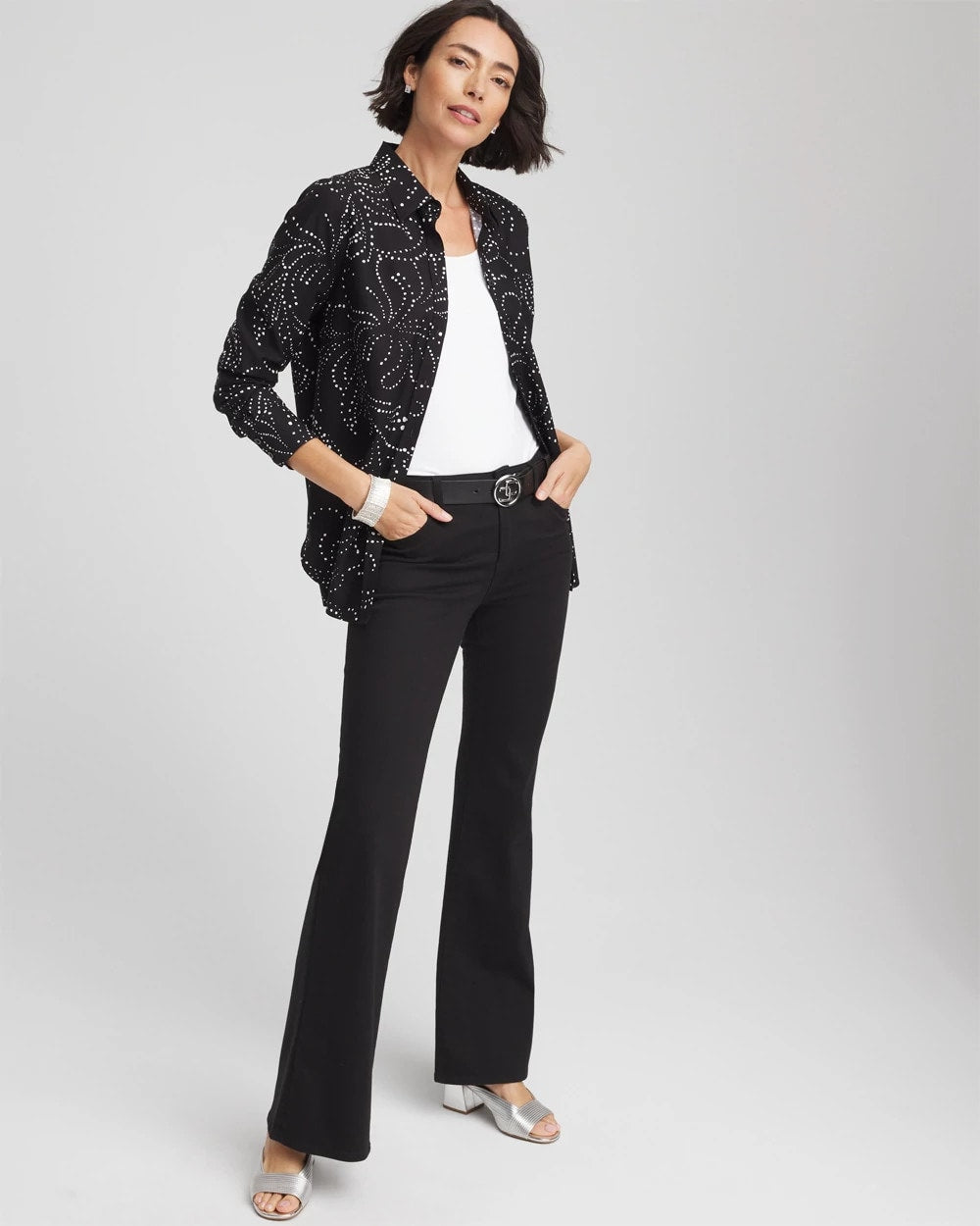 Chico's Clothing No Iron™ Findot Print Sateen Shirt