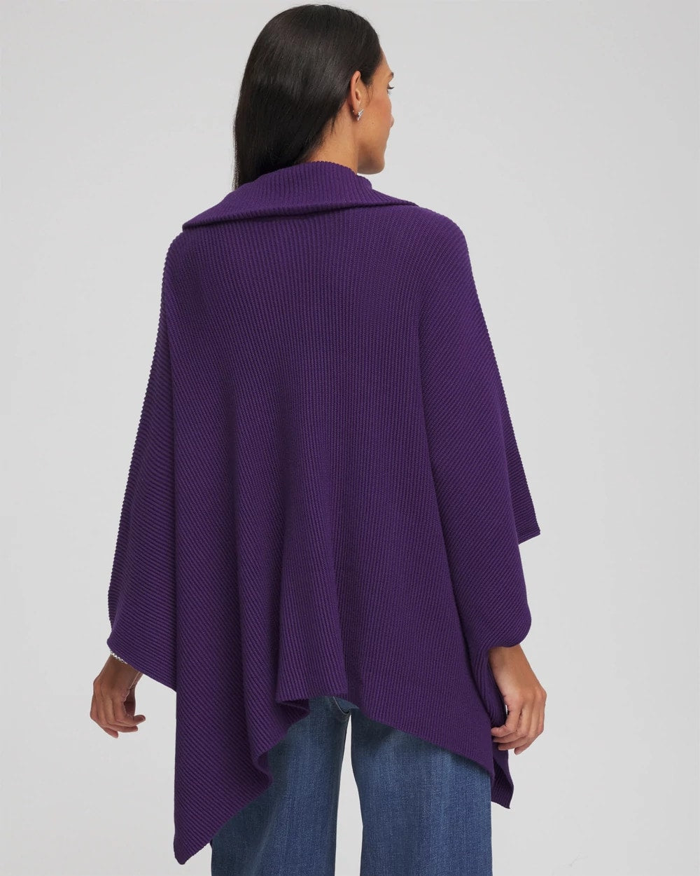 Chico's Clothing Rhinestone Zip-Collar Sweater Poncho