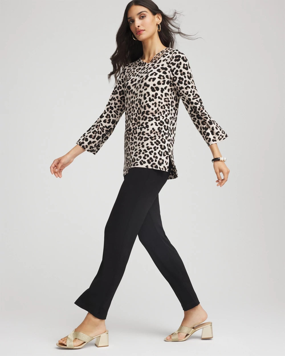 Chico's Clothing Travelers™ Animal-Print Lattice Top