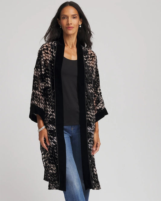 Chico's Clothing Art Deco Burnout Kimono