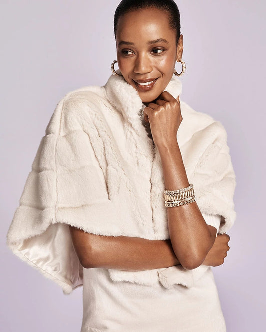 Chico's Clothing Faux Fur Funnelneck Capelet