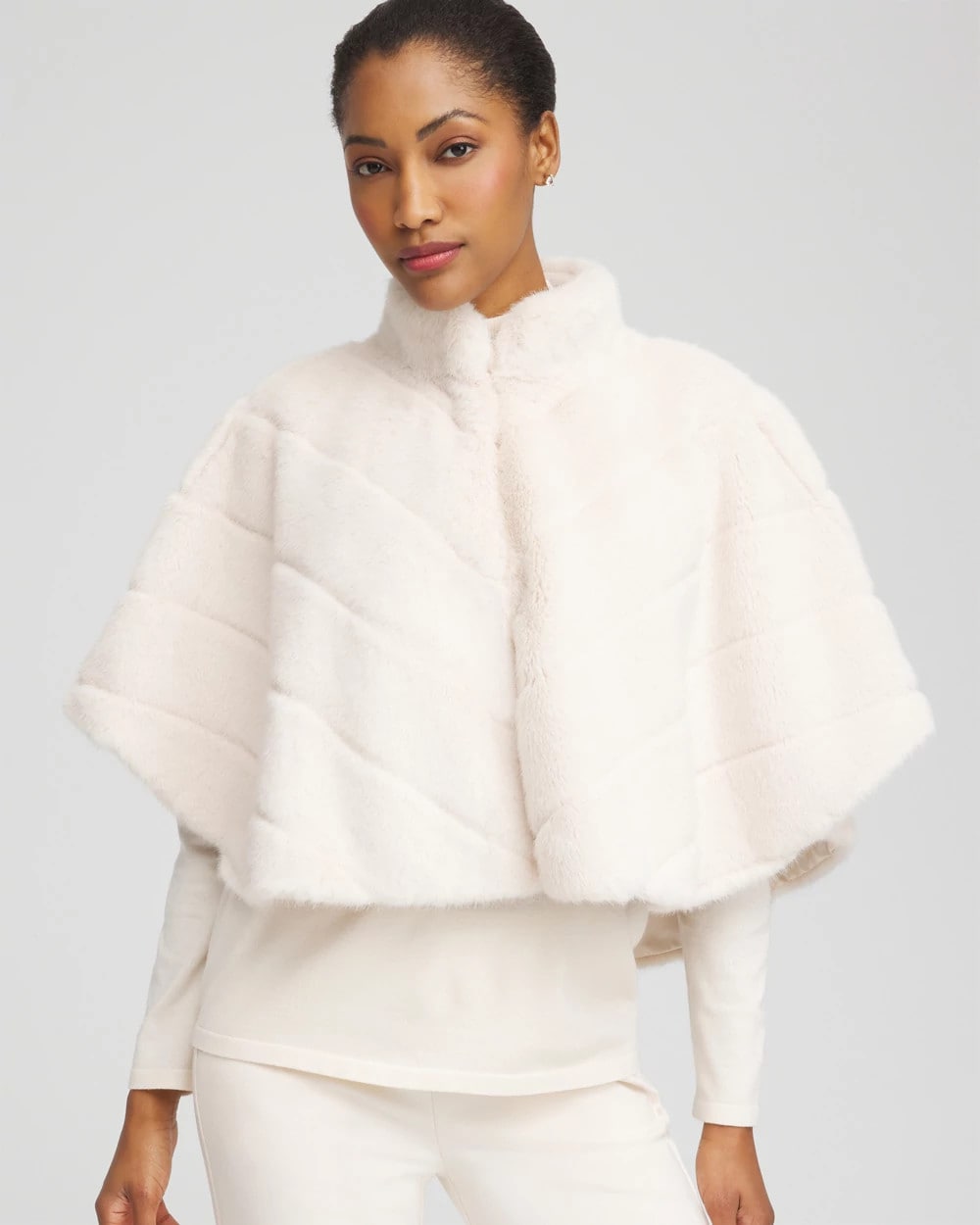Chico's Clothing Faux Fur Funnelneck Capelet