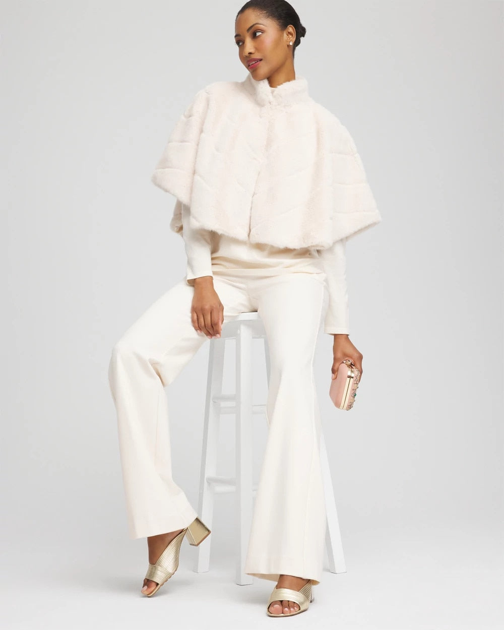 Chico's Clothing Faux Fur Funnelneck Capelet