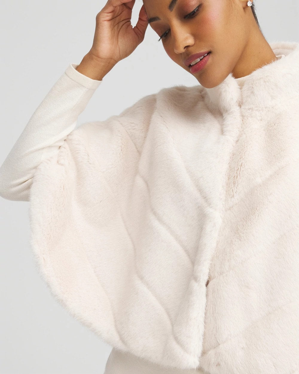 Chico's Clothing Faux Fur Funnelneck Capelet