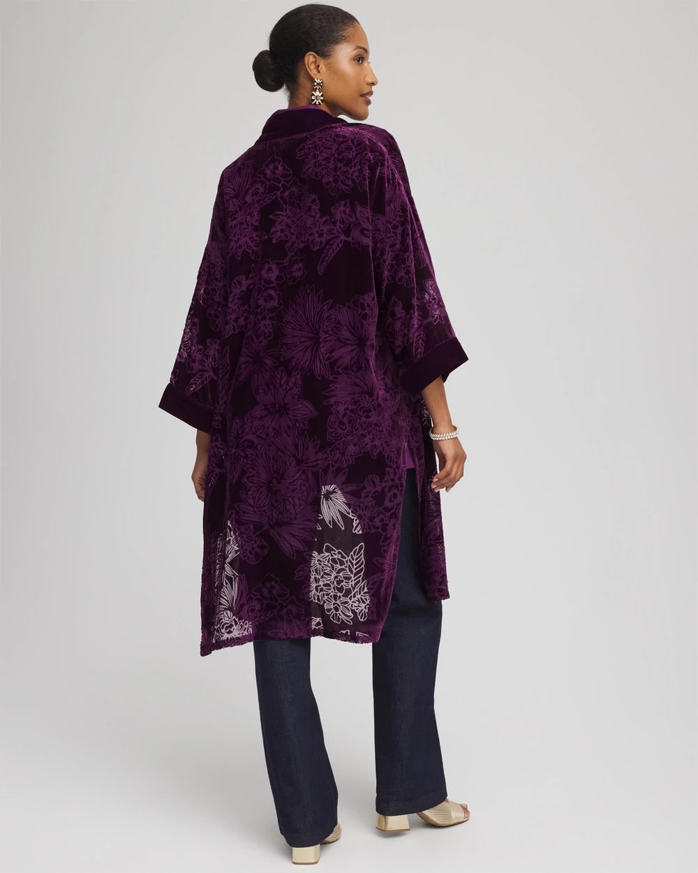 Chico's Clothing Floral Burnout Kimono
