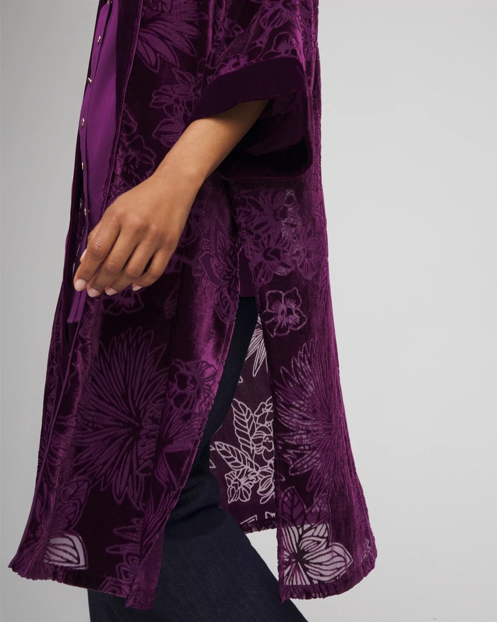 Chico's Clothing Floral Burnout Kimono