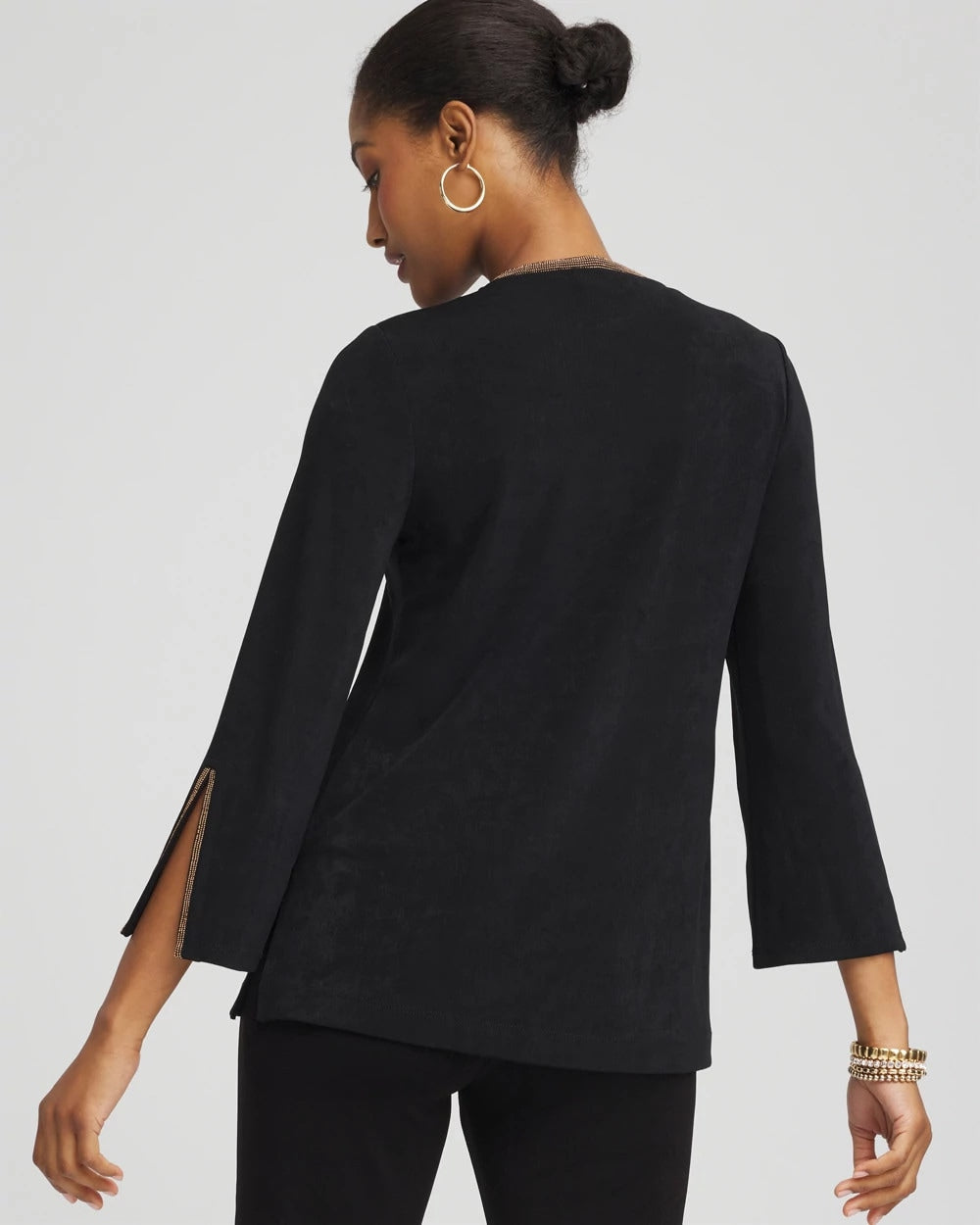 Chico's Clothing Travelers™ Embellished V-Neck Flutter Sleeve Tunic