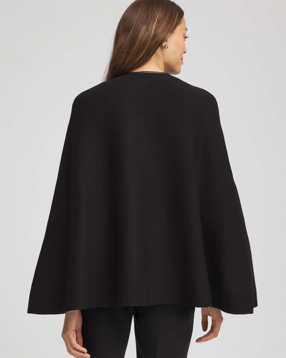 Chico's Clothing Faux Leather Trim Cape