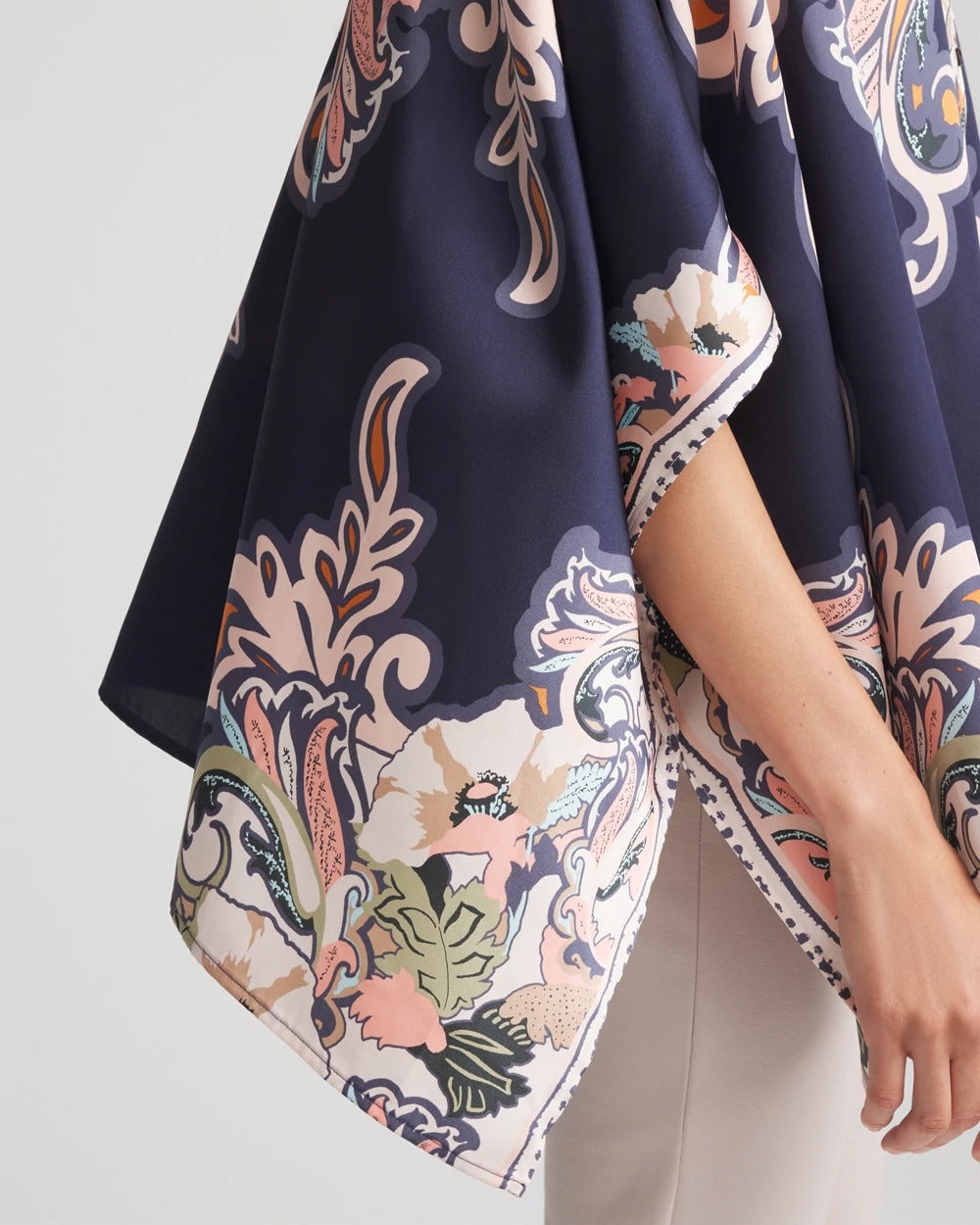 Chico's Clothing Collarless Floral-Paisley Poncho