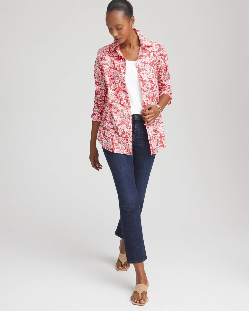 Chico's Clothing No Iron™ Long-Sleeved Folklore-Floral Shirt