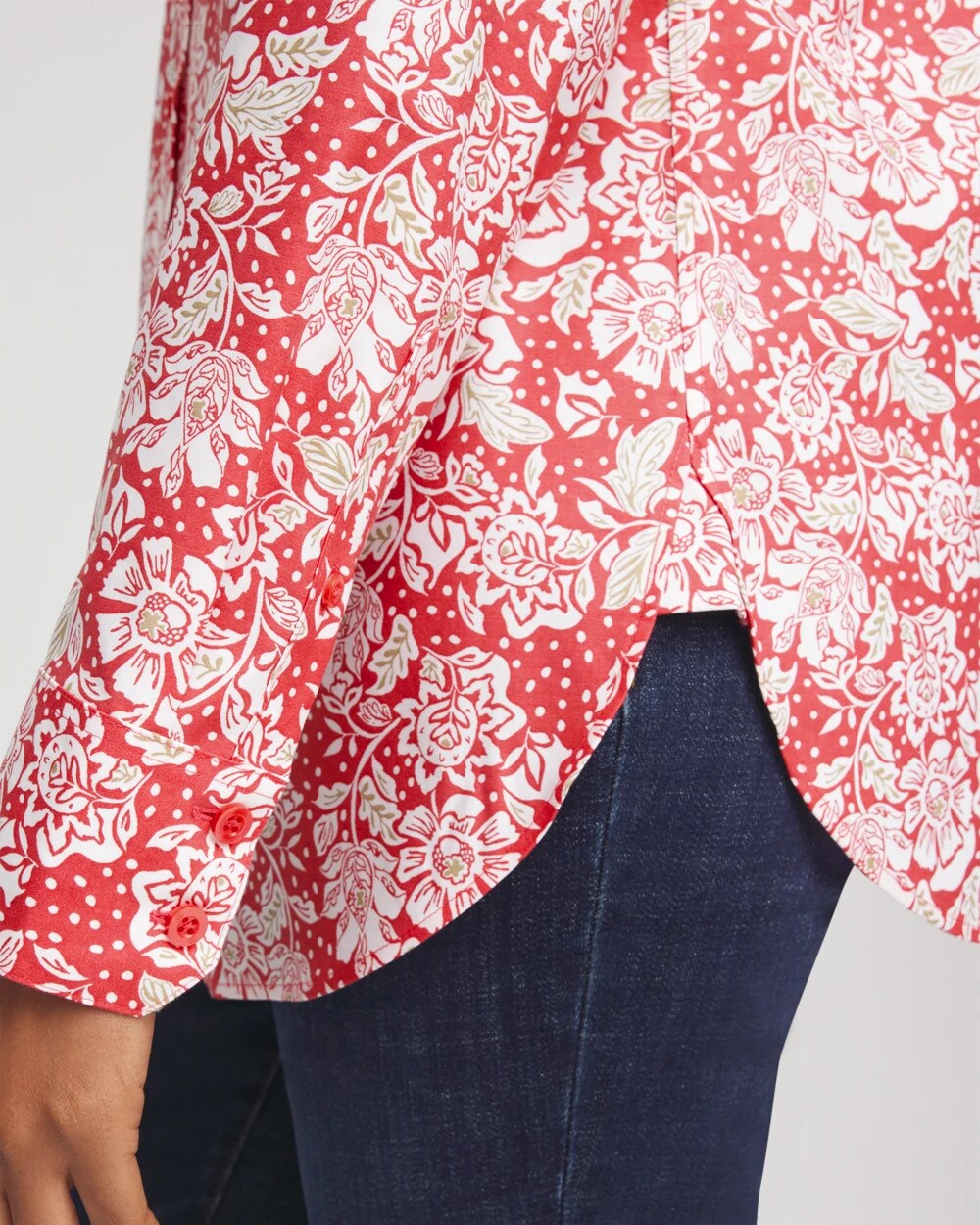 Chico's Clothing No Iron™ Long-Sleeved Folklore-Floral Shirt