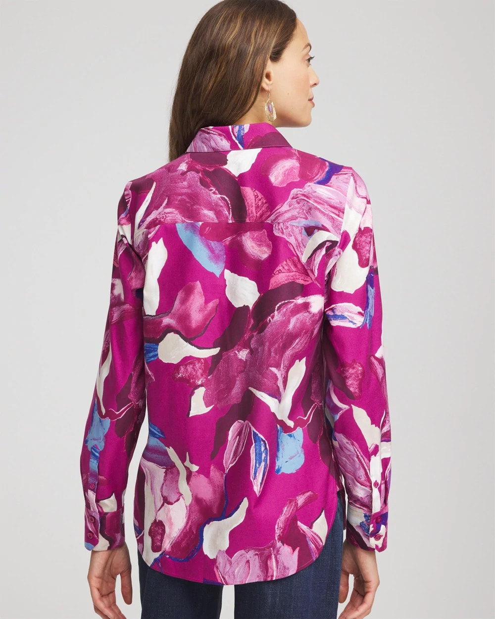 Chico's Clothing No Iron™ Floral-Paint-Print Shirt