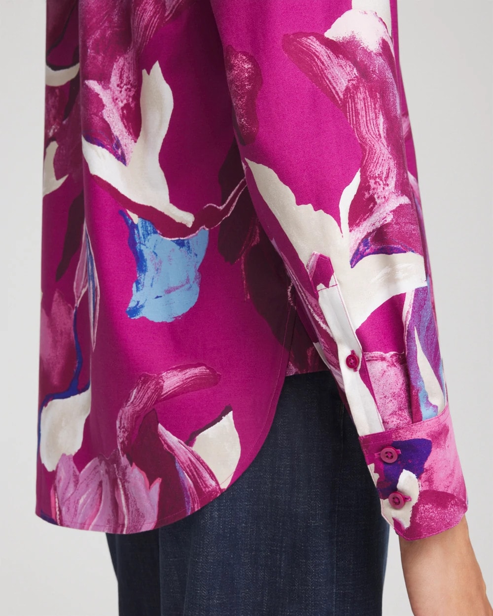 Chico's Clothing No Iron™ Floral-Paint-Print Shirt