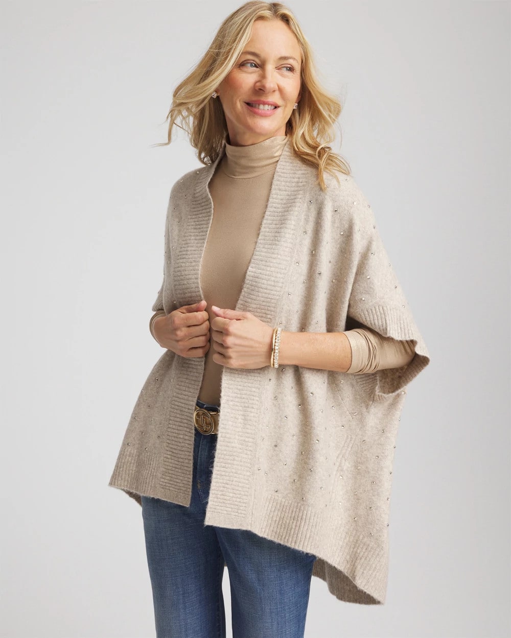 Chico's Clothing Embellished Cocoon Ruana