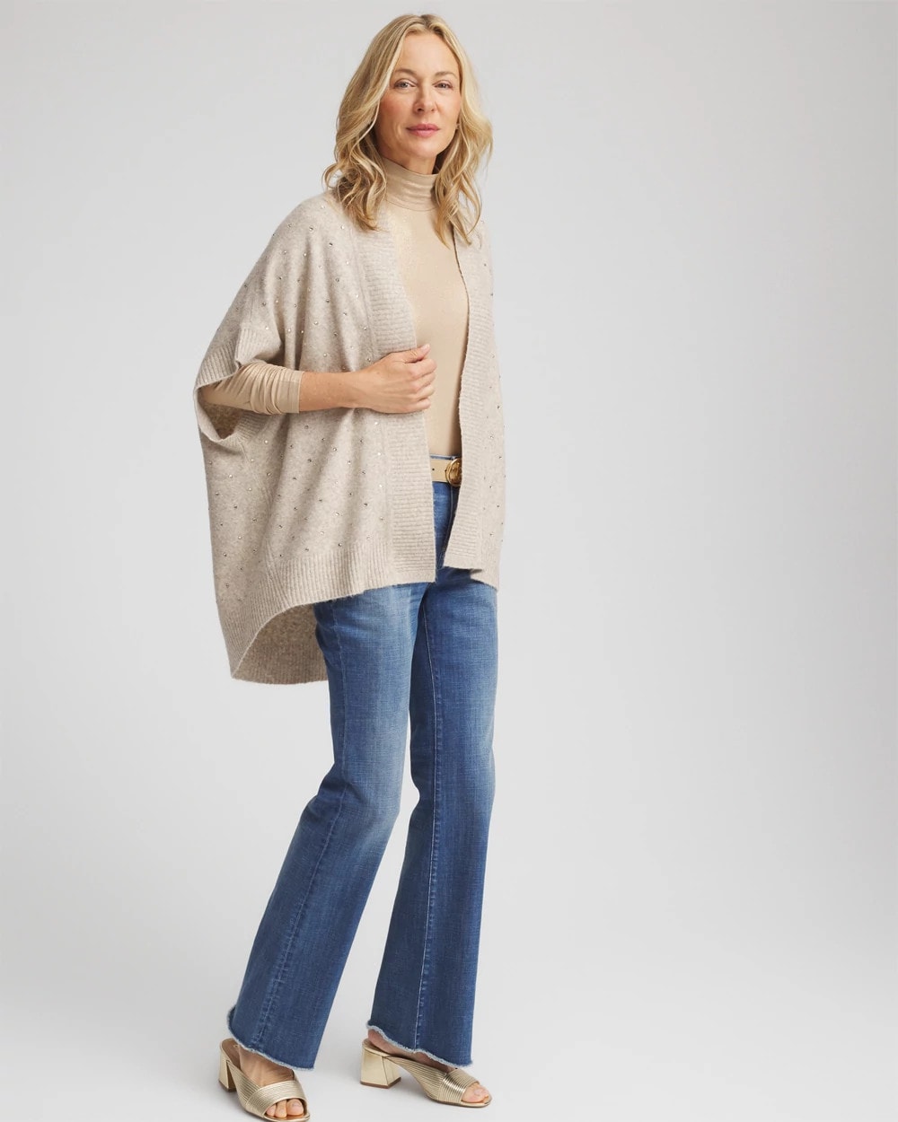 Chico's Clothing Embellished Cocoon Ruana