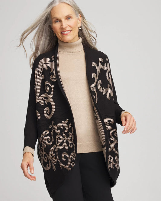 Chico's Clothing Ottoman Jacquard Cocoon Cardigan