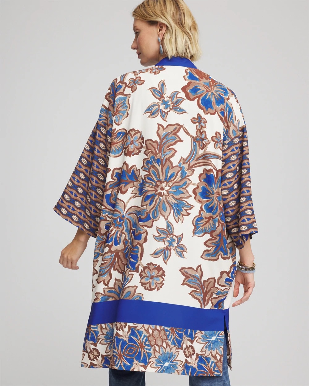 Chico's Clothing Crepe Long Printed Kimono