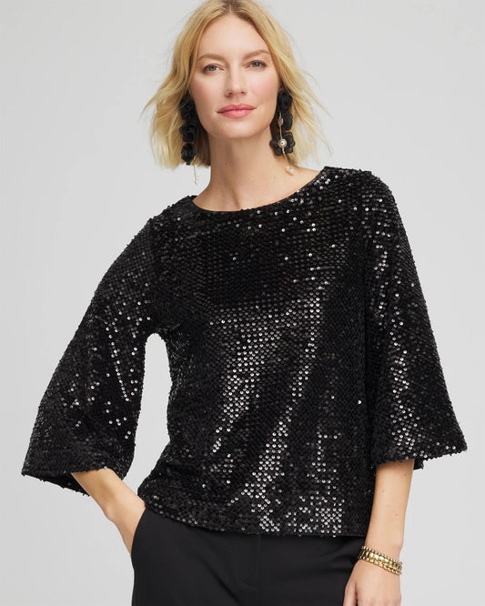 Chico's Clothing Sparkling Sequin Party Tee