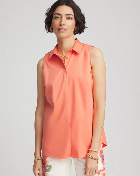Chico's Clothing No Iron™ Sleeveless Sateen-Stretch Shirt
