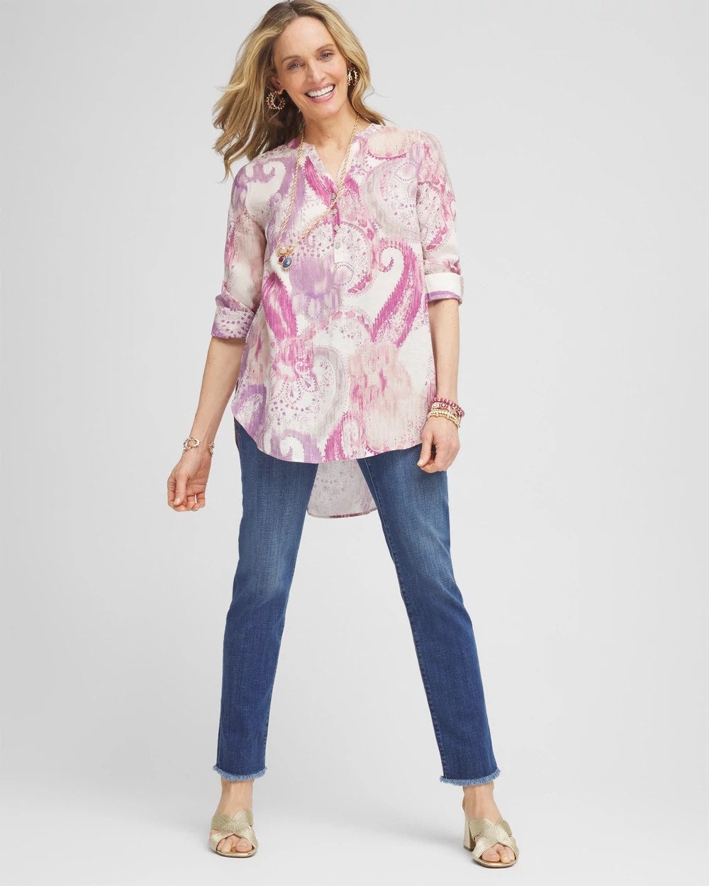 Chico's Clothing No Iron™ Multi Paisley Linen Tunic