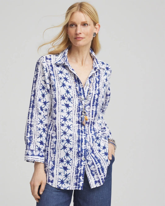Chico's Clothing No Iron™ Star Print Linen Shirt