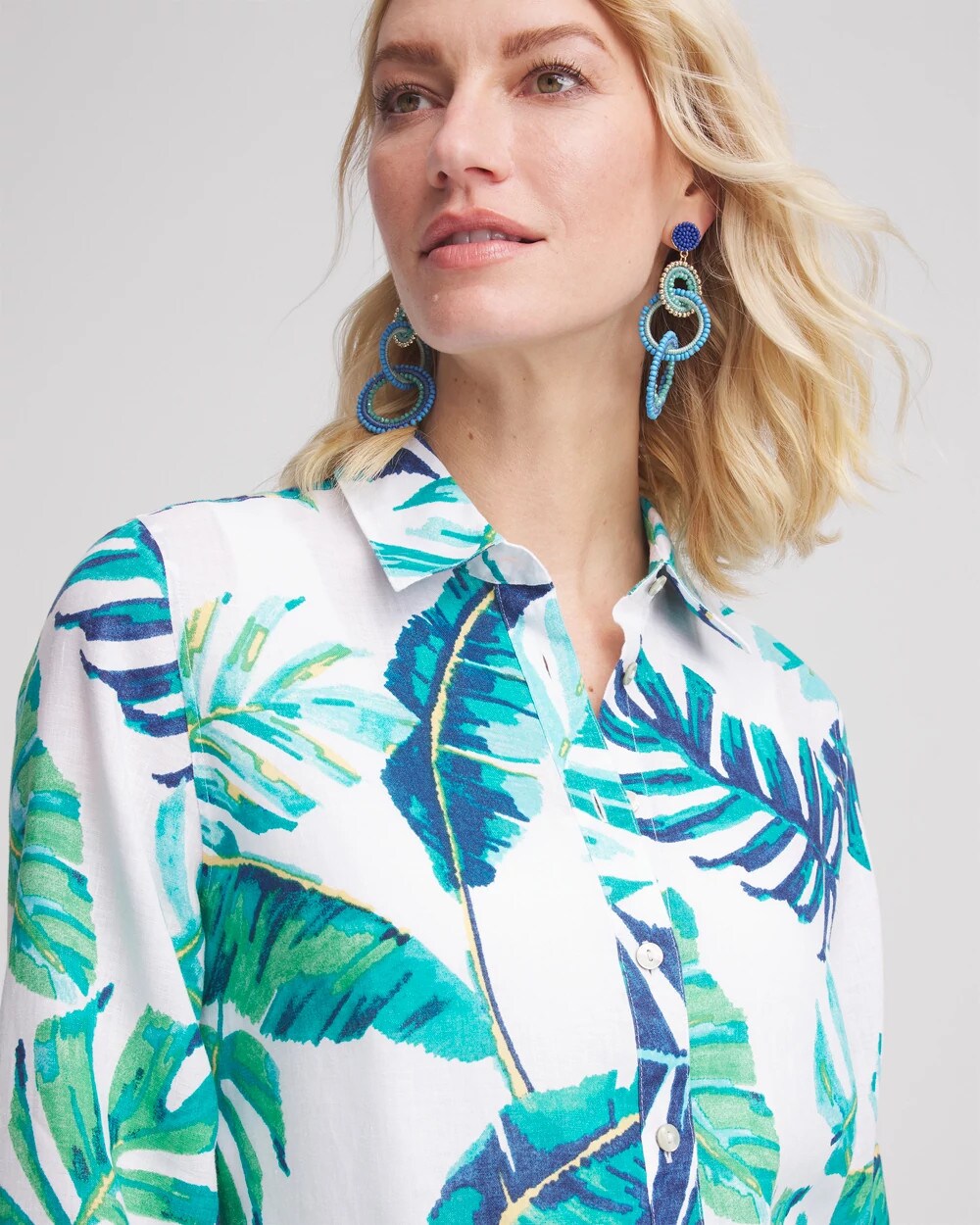 Chico's Clothing No Iron™ Palm Print Linen Shirt