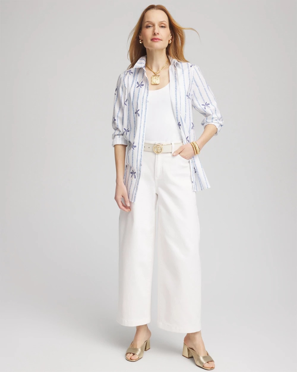 Chico's Clothing No Iron™ Palm Striped Sateen Shirt