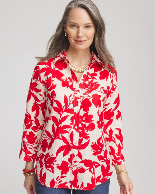 Chico's Clothing No Iron™ Floral Linen Shirt