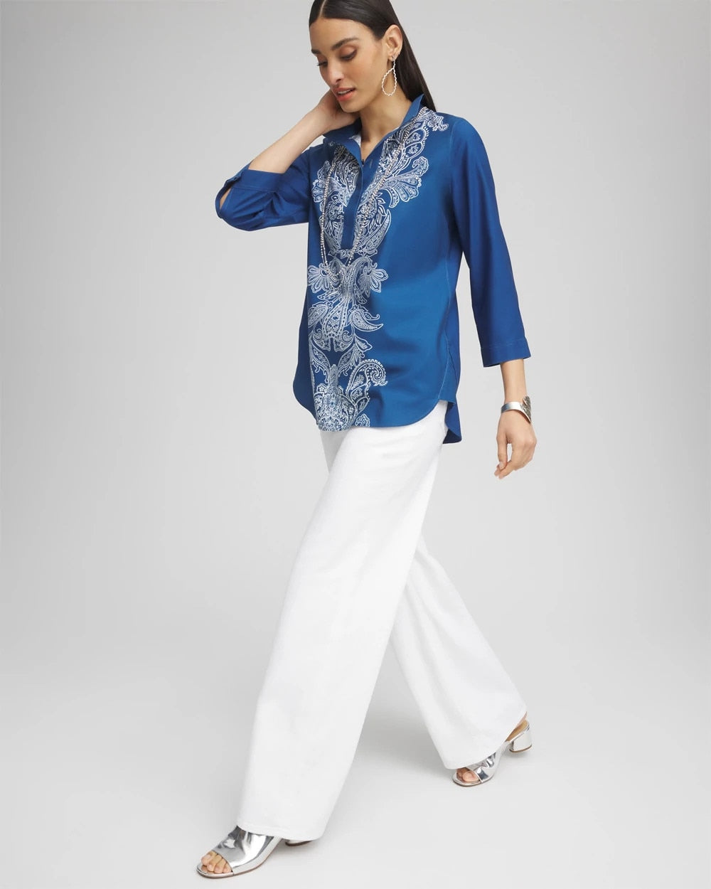 Chico's Clothing No Iron™ Paisley Buttonback Tunic