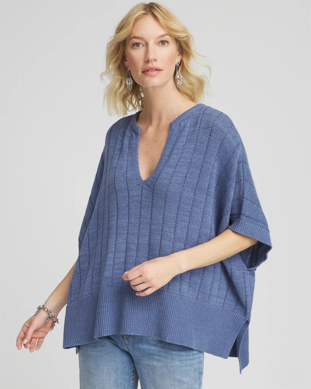 Chico's Clothing Open-Knit Splitneck Poncho