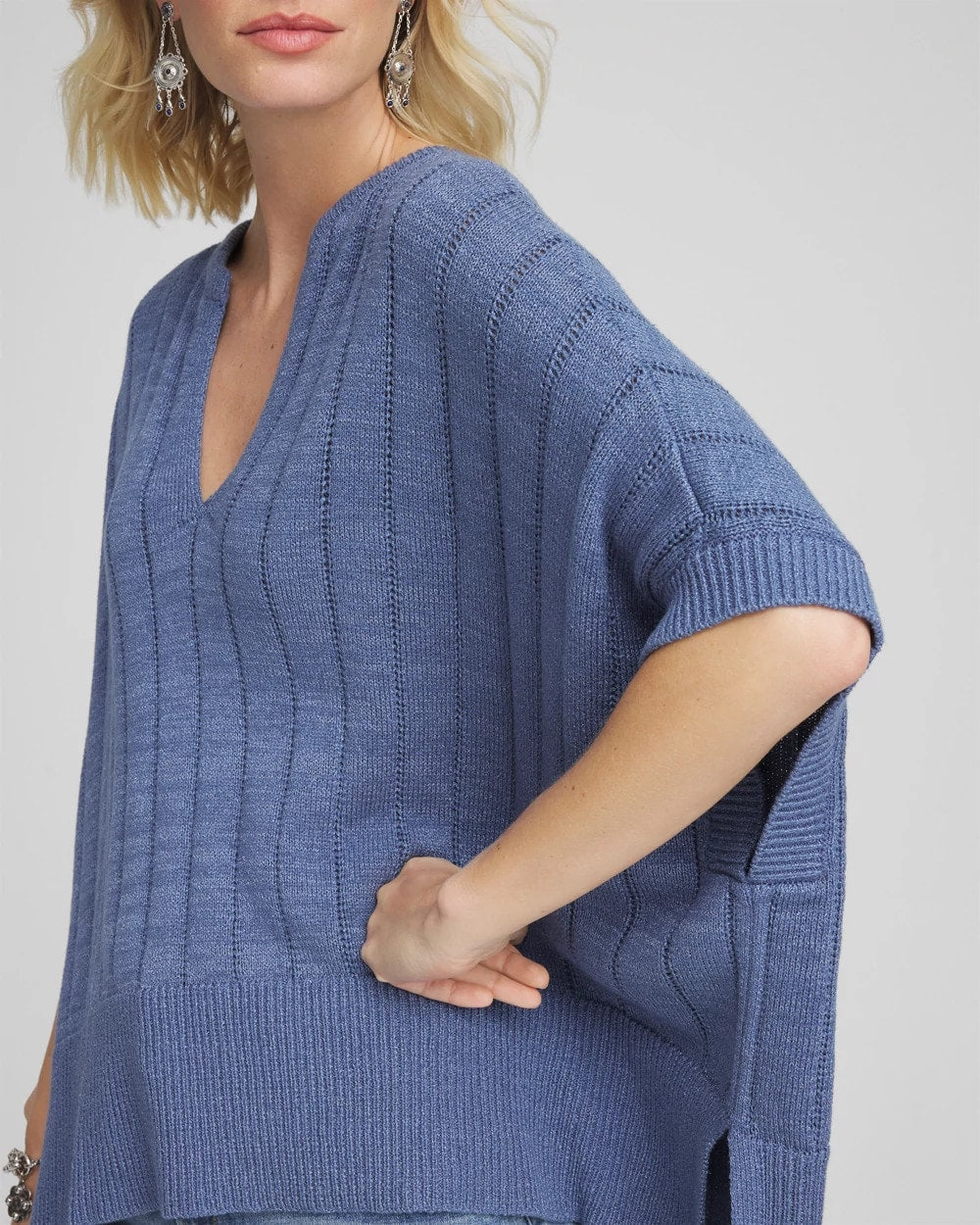 Chico's Clothing Open-Knit Splitneck Poncho