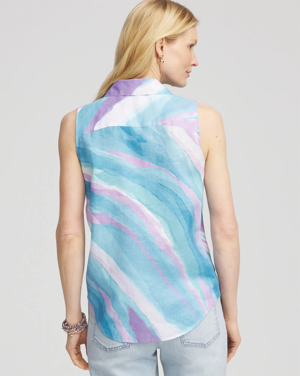 Chico's Clothing No Iron™ Linen Tie-Front Sleeveless Shirt