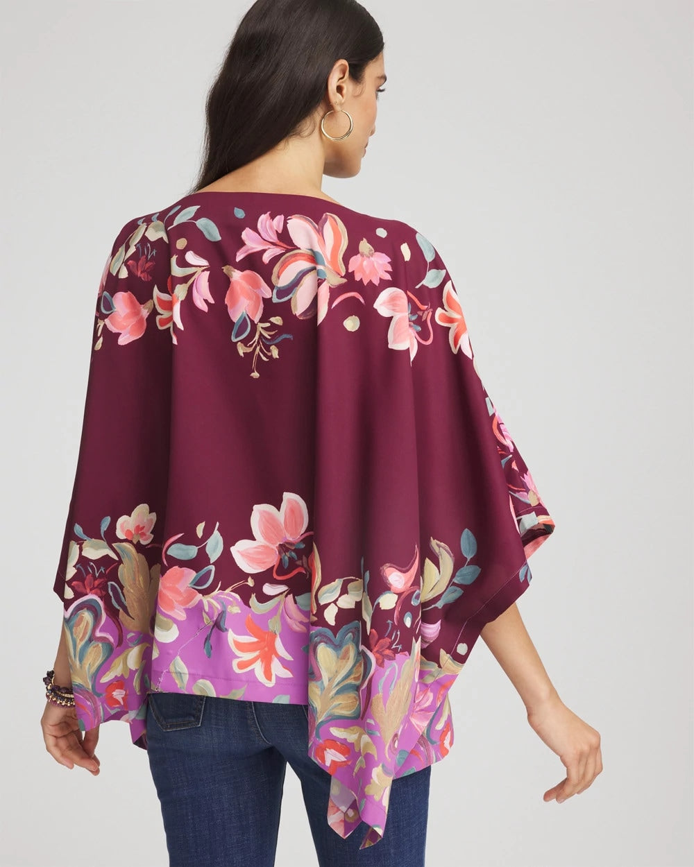 Chico's Clothing Printed Boatneck Pullover Poncho
