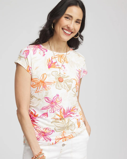 Chico's Clothing Touch of Cool™ Tropical Floral Dolman Tee